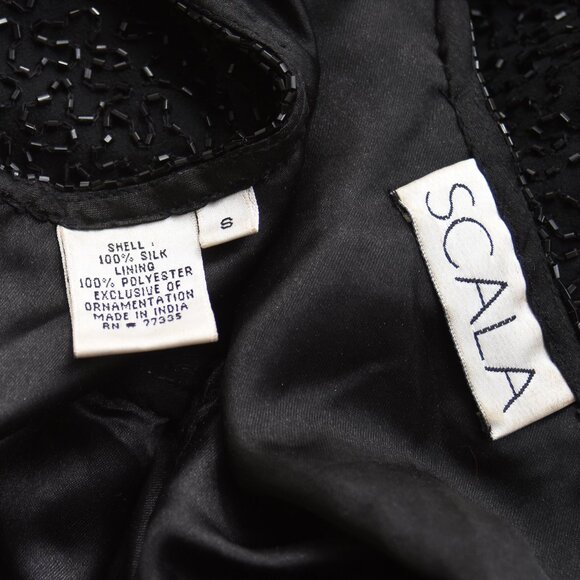 SOLD ON EBAY Scala Black Hand-Beaded Silk Formal Prom Dress Small - Picture 11 of 16